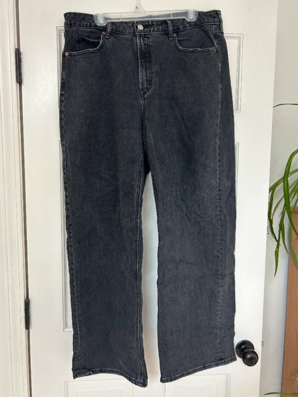 Old Navy Gray/Black High Rise Denim Wide Leg Jeans  16